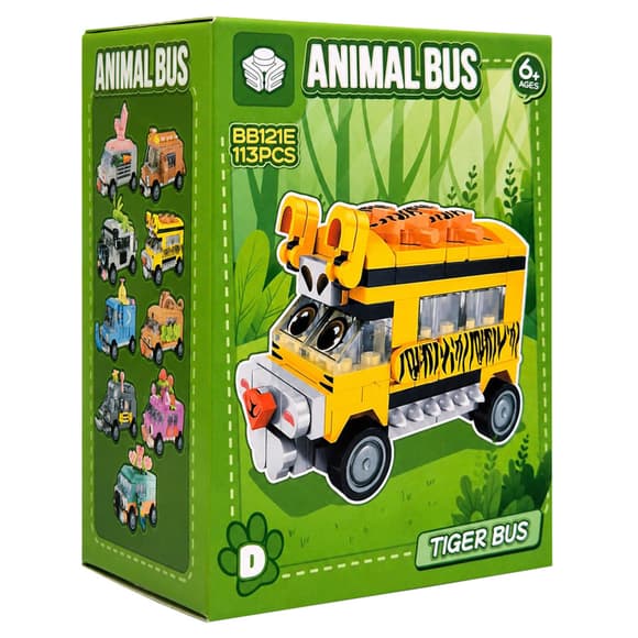 Детский конструктор Tiger Bus BB121E-D серии "Animal Bus", 113 деталей