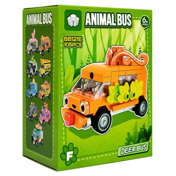 Детский конструктор Deer Bus BB121E-F серии "Animal Bus", 105 деталей
