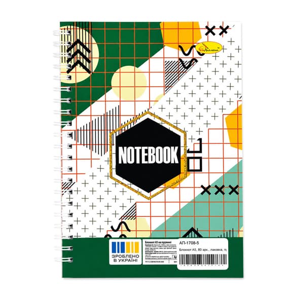 Блокнот для записей Geometric АП-1708-5 А5, 80 листов, пружина сбоку