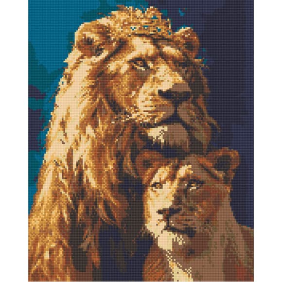 Алмазна мозаїка "Король лев і левиця" OD0320, 40х50 см