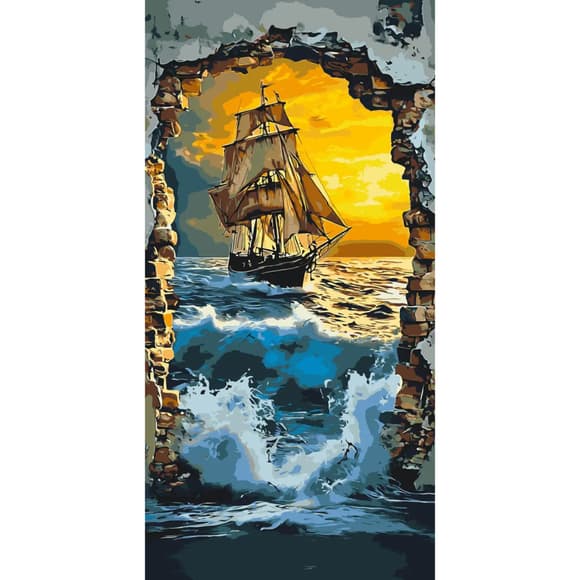 Картина за номерами "Корабель в морі" LW5119, 40х80 см