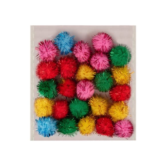 Декоративные помпоны с люрексом для творчества Pom-poms-2.5, d-2.5 см, 20 шт