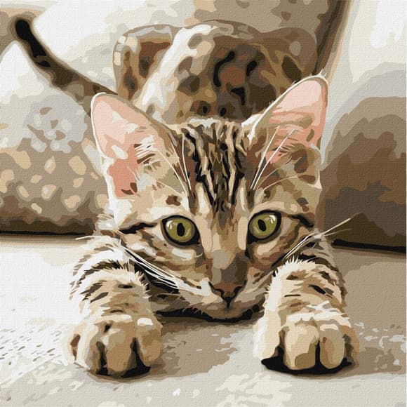 УЦЕНКА!!! Картина по номерам "Игривый котенок" ©art_selena_ua Идейка KHO6877-UC, 40х40 см