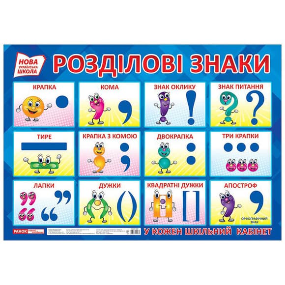 УЦЕНКА!!! Учебный плакат Разделительные знаки Ранок 15104144-UC формат 50 х 70 см
