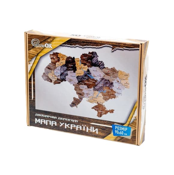 УЦІНКА!!! Дерев'яний пазл "Карта України" PuzzleOK Арт-90609-UC 60х90 см