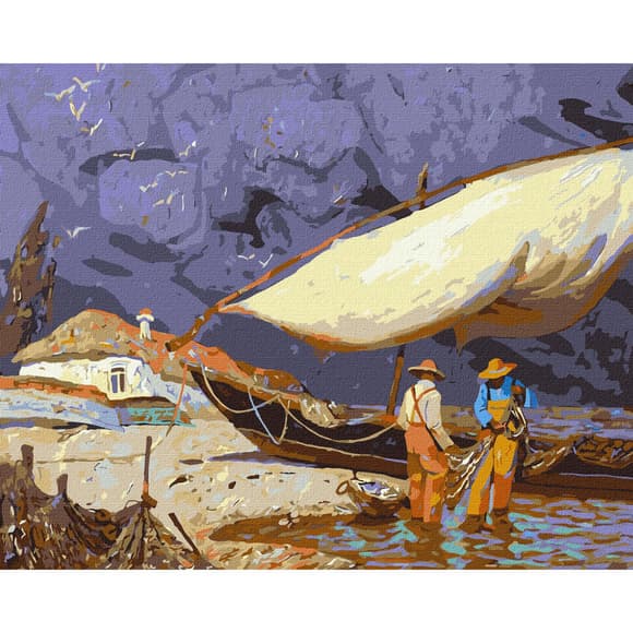 УЦІНКА! Картина за номерами "Рибалки" ©tolstukhin artem Ідейка KHO2611-UC, 40х50 см