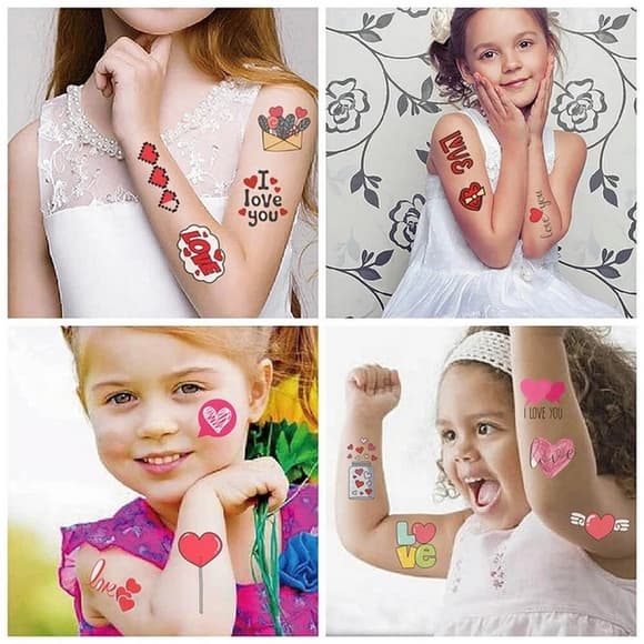 Набор временных татуировок "Любовь №3" Love-tattoo-mini-set-2-10, 10 штук, размер 12 × 7 см
