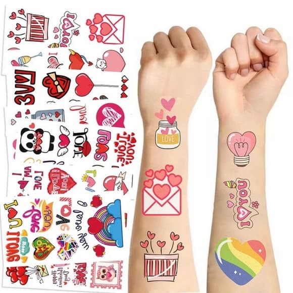 Набор временных татуировок "Любовь №3" Love-tattoo-mini-set-2-10, 10 штук, размер 12 × 7 см