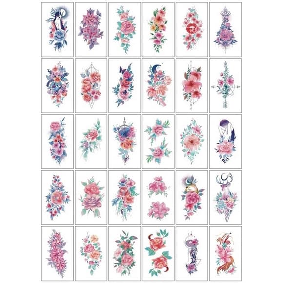 Набір тимчасових тат у "Кольорові міні №4" color-tattoo-mini-set-4-30-RB30, 30 штук, розмір 9,5 х 9,5 см