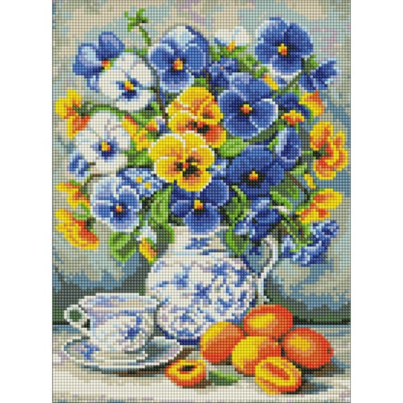 Алмазная мозаика "Анютины глазки и абрикосы" ©art_selena_ua AMO20463, 30х40 см