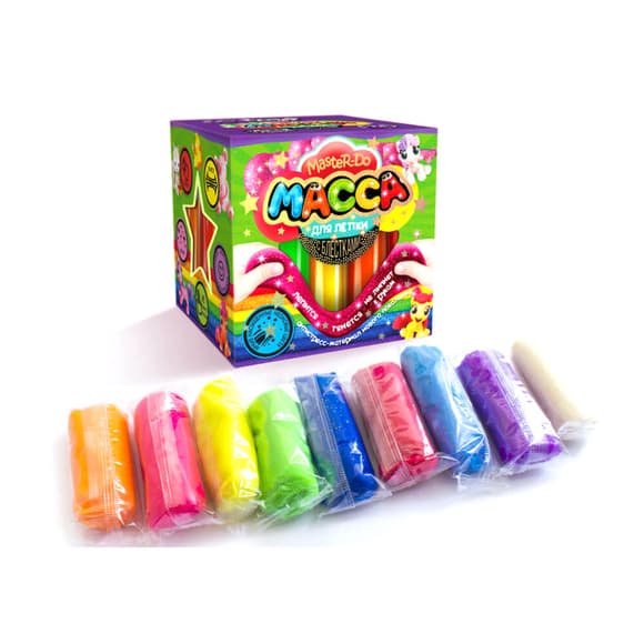 Тісто для ліплення "Master Do" 9 кольорів MMD-01-01…07 з блискітками 7596DT