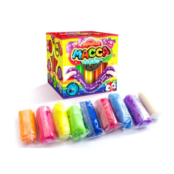 Тісто для ліплення "Master Do" 9 кольорів MMD-01-01…07 з блискітками 7596DT