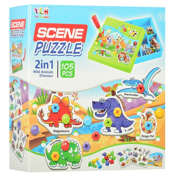 Дитяча розвиваюча мозаїка на шурупах з викруткою TLH-0, 105 деталей 