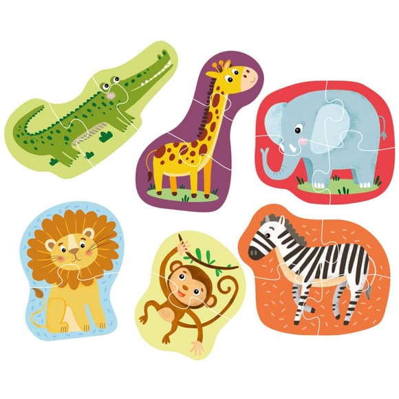 Детский пазл Дикие животные DoDo 300153, 2-3-4 элемента